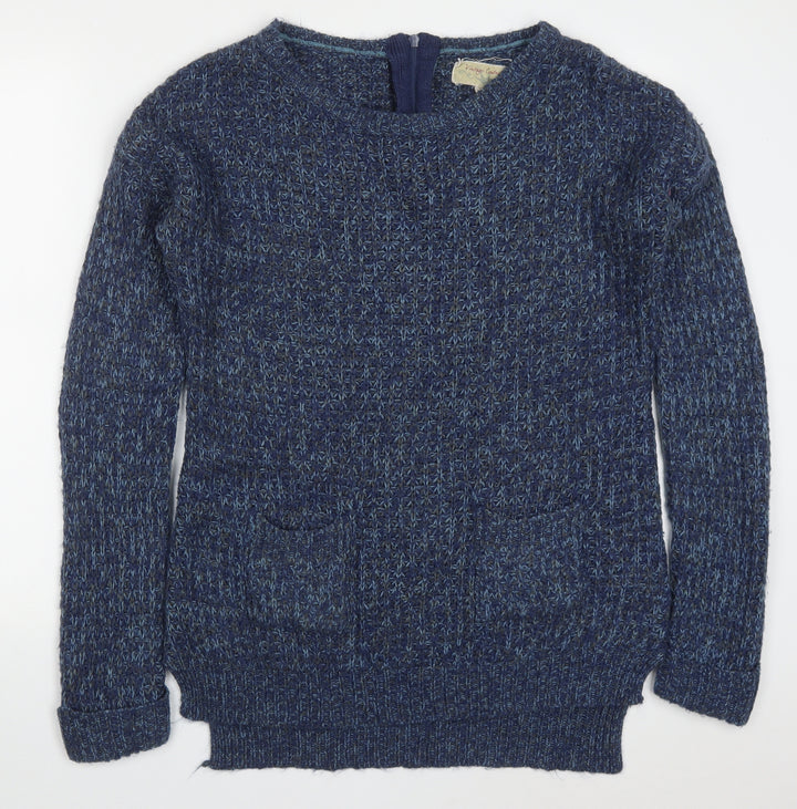 Vintage Couture Womens Blue Round Neck Acrylic Pullover Jumper Size 14
