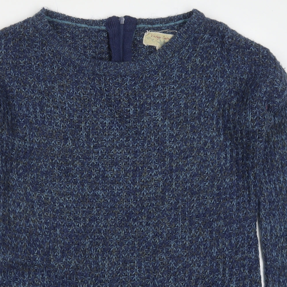 Vintage Couture Womens Blue Round Neck  Acrylic Pullover Jumper Size 14