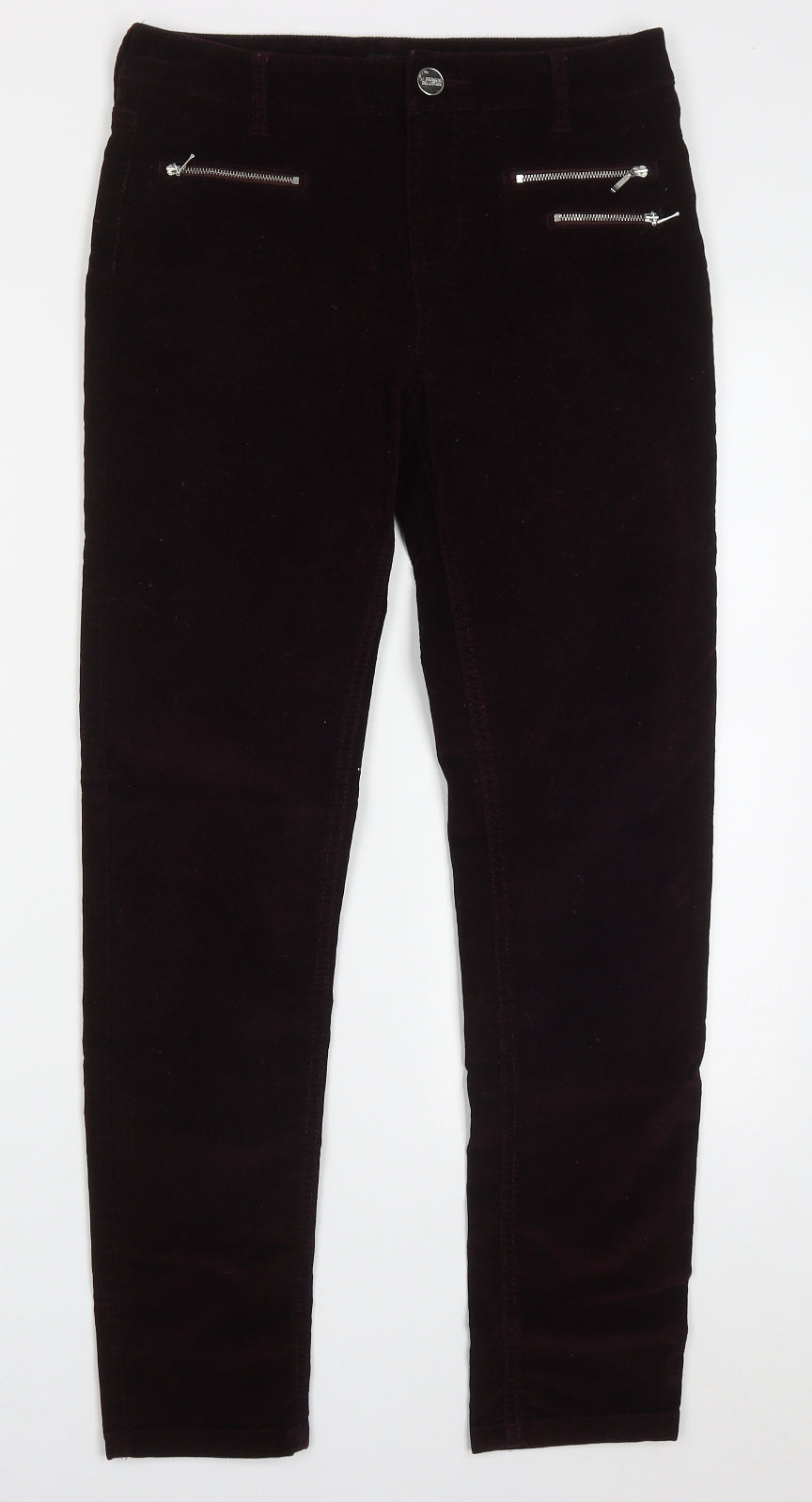 F&F Womens Purple  Cotton Trousers  Size 8 L28.5 in Regular Button