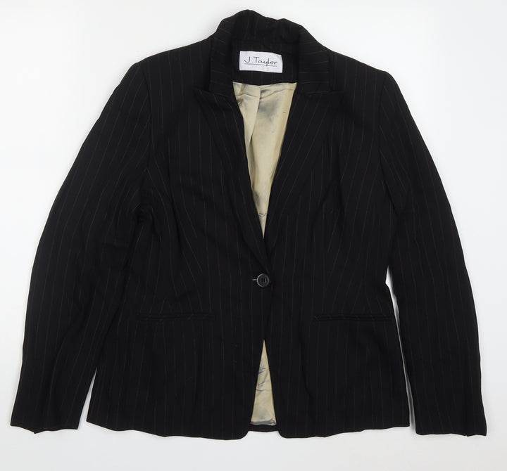 J Taylor Womens Black  Viscose Jacket Suit Jacket Size 14