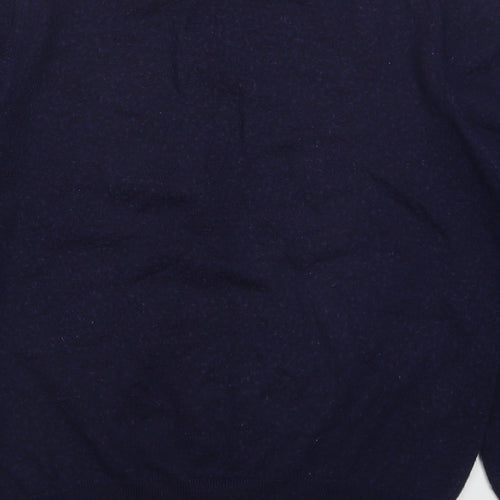 Marks and Spencer Mens Blue Round Neck  Wool Pullover Jumper Size M   - Colour Block