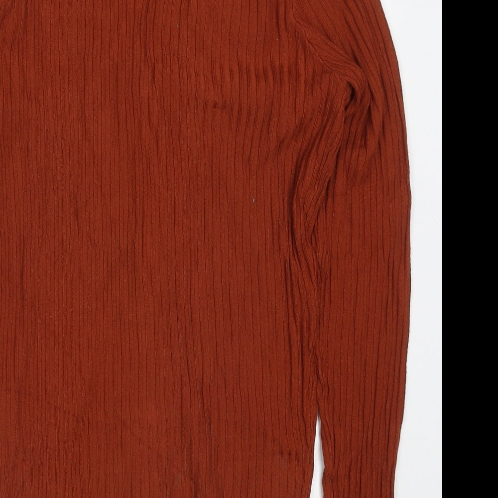Primark Womens Brown V-Neck  Viscose Cardigan Jumper Size 6   - Rust Coloured