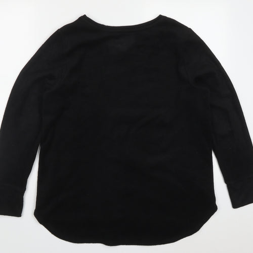 Cuddle Duds Womens Black Solid Polyester Top Pyjama Top Size L