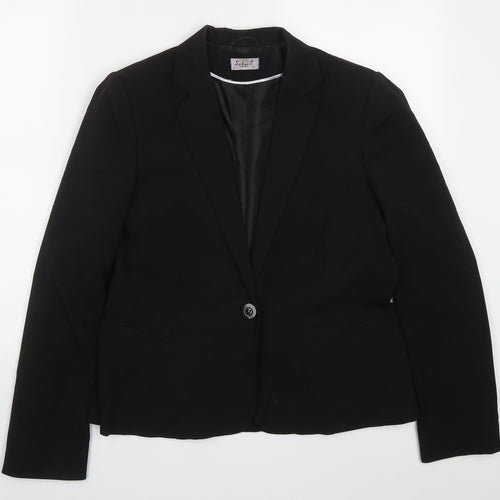 Select Womens Black  Polyester Jacket Suit Jacket Size 14