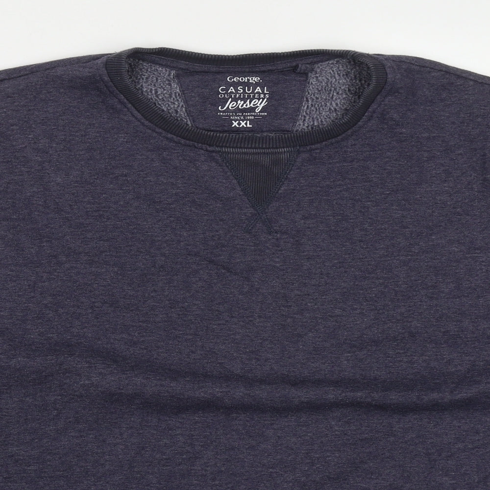 George Mens Blue  Cotton Pullover Sweatshirt Size 2XL