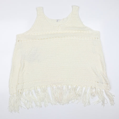 Somedays Lovin Womens Ivory Round Neck  Acrylic Vest Jumper Size L