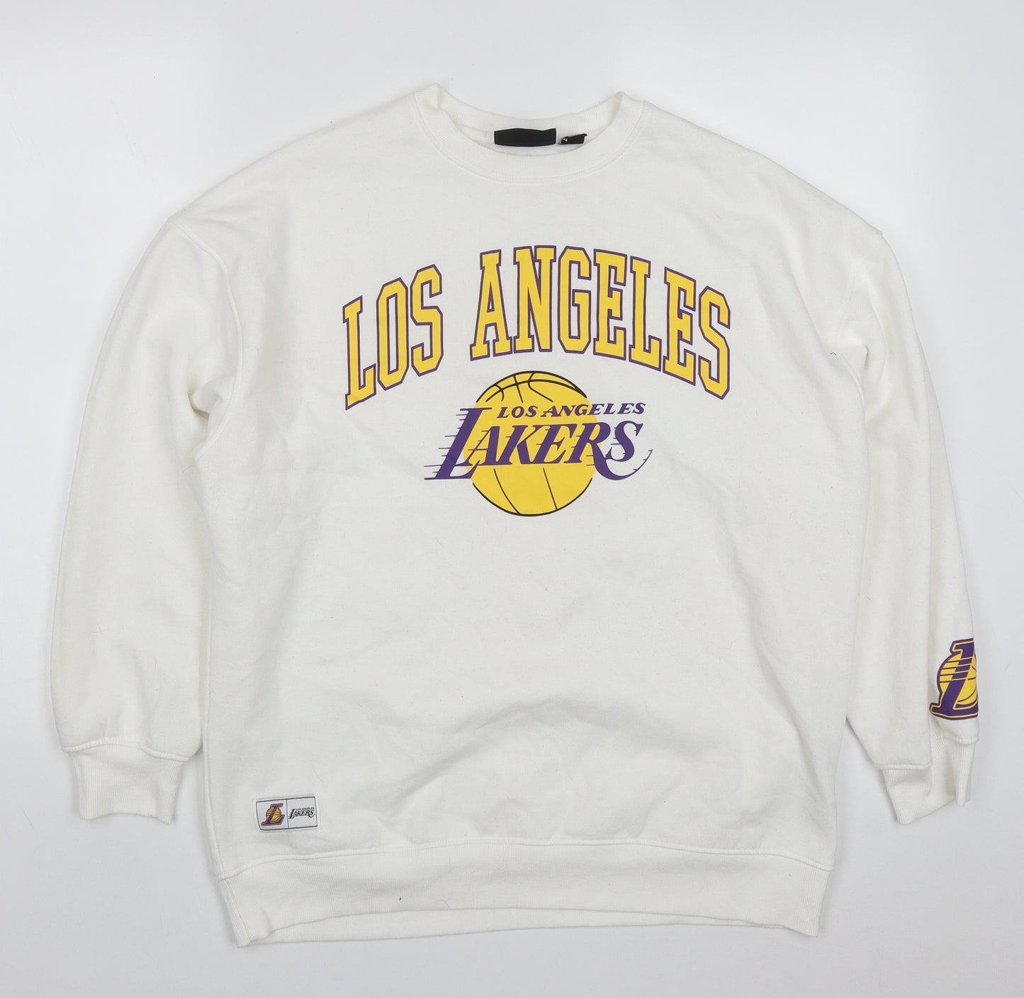Primark Womens White  Cotton Pullover Sweatshirt Size 6  Pullover - Los Angeles Lakers