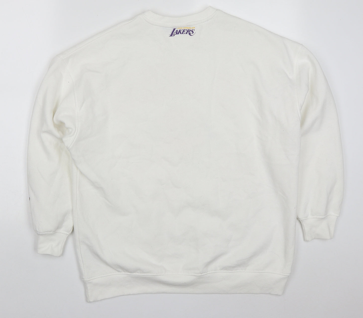 Primark Womens White  Cotton Pullover Sweatshirt Size 6  Pullover - Los Angeles Lakers