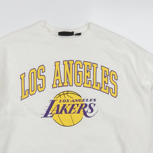 Primark Womens White  Cotton Pullover Sweatshirt Size 6  Pullover - Los Angeles Lakers
