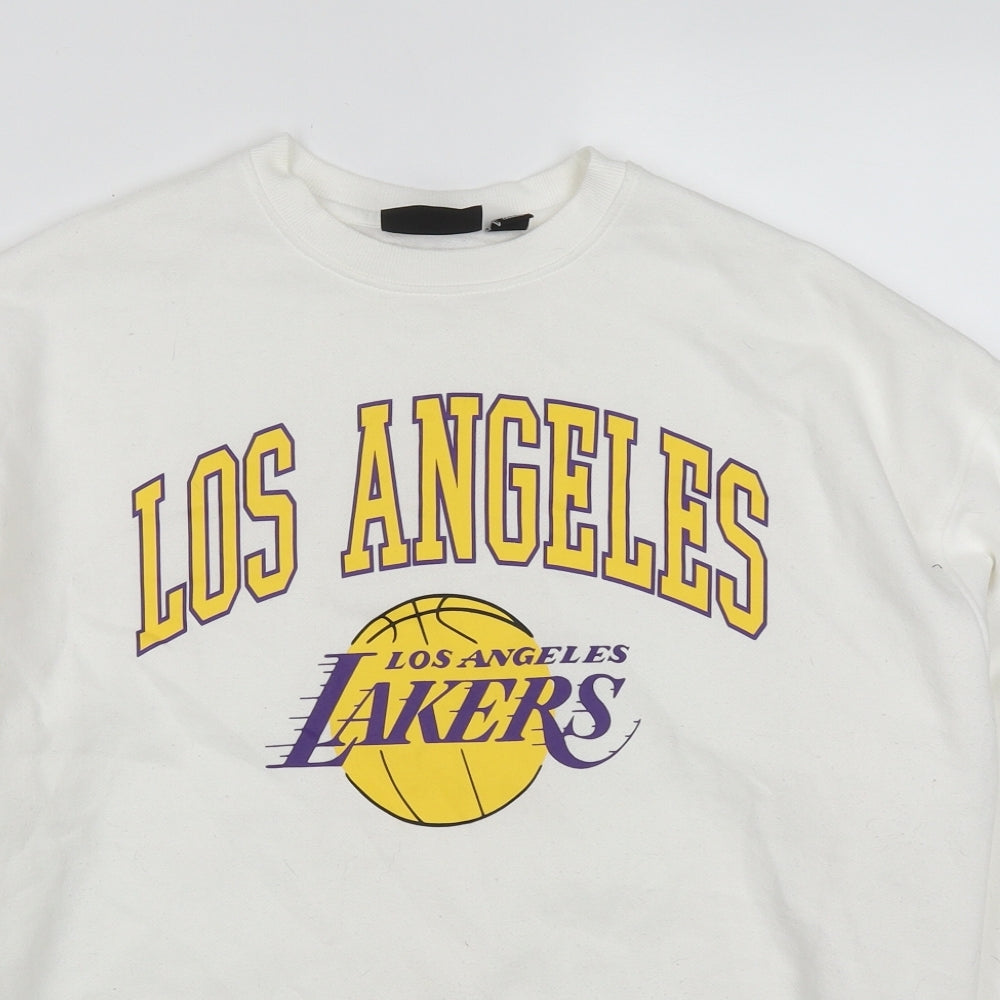 Primark Womens White  Cotton Pullover Sweatshirt Size 6  Pullover - Los Angeles Lakers