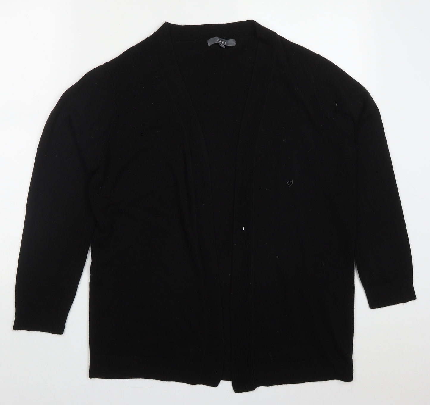 Studio Womens Black V-Neck  Acrylic Cardigan Jumper Size 12