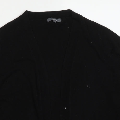 Studio Womens Black V-Neck  Acrylic Cardigan Jumper Size 12