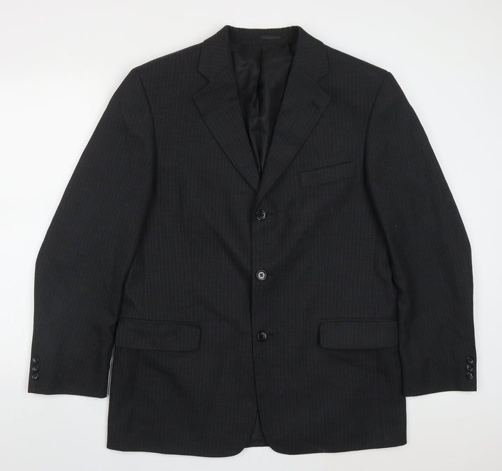 C&A Mens Grey Striped Polyester Jacket Suit Jacket Size 42