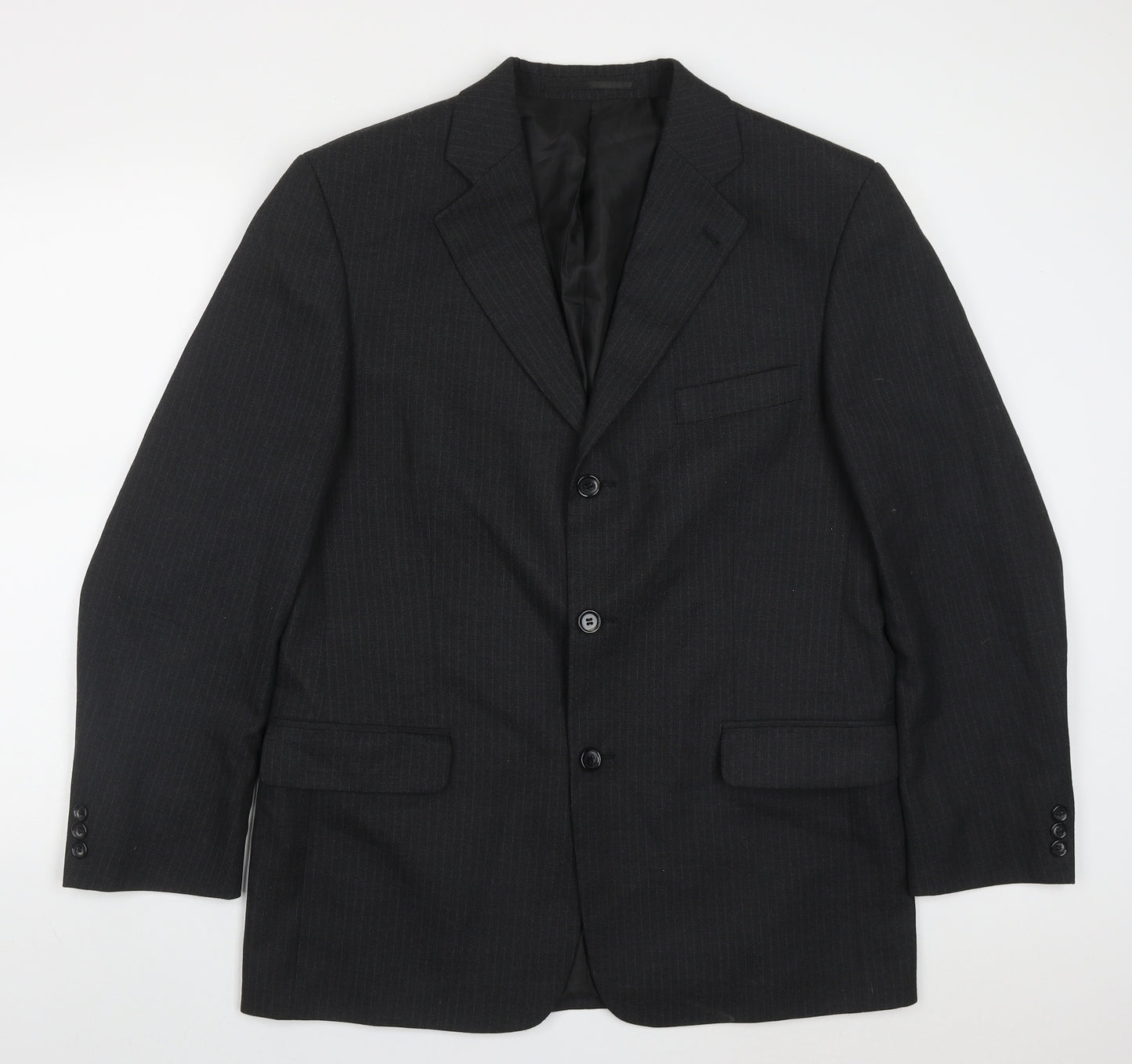 C&A Mens Grey Striped Polyester Jacket Suit Jacket Size 42