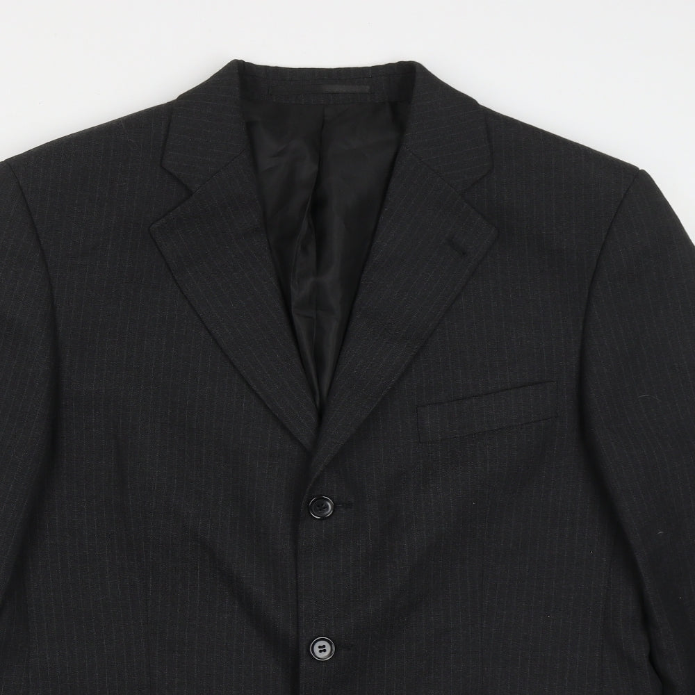 C&A Mens Grey Striped Polyester Jacket Suit Jacket Size 42