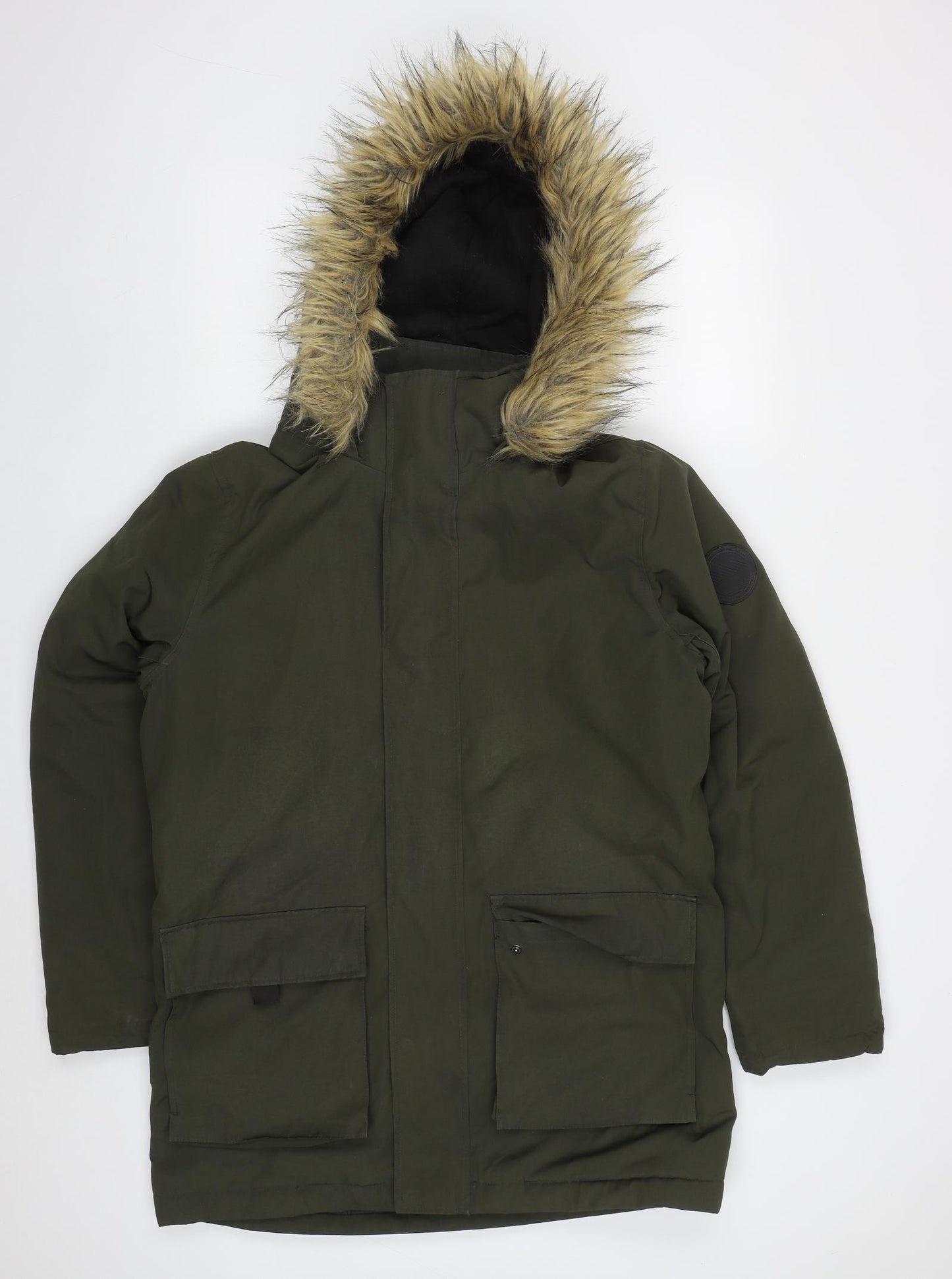 New Look Mens Green   Parka Coat Size M  Zip