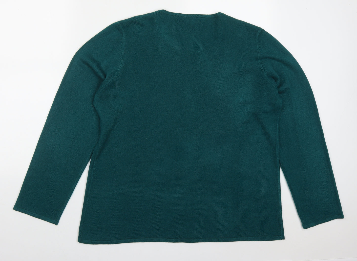 BHS Womens Green Round Neck  Acrylic Cardigan Jumper Size 20