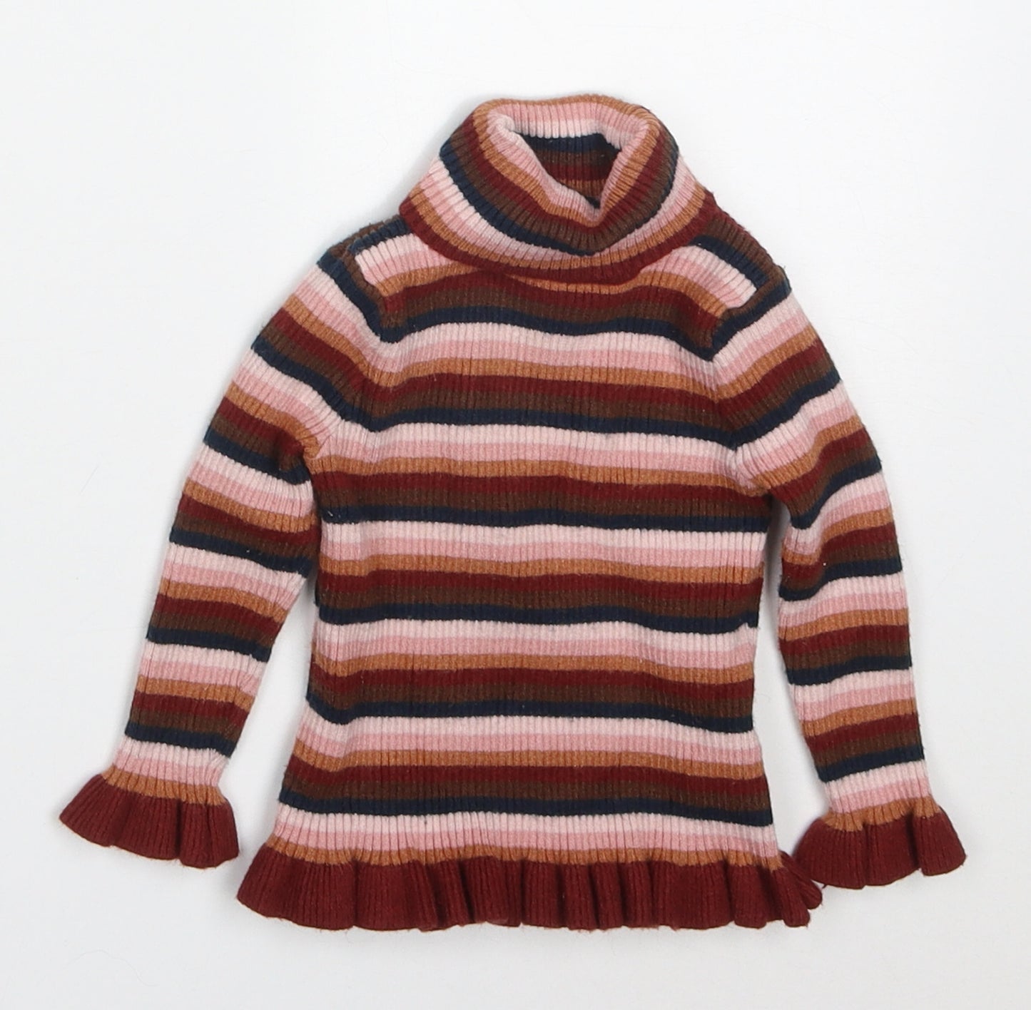 Primark Girls Multicoloured Striped Viscose Pullover Jumper Size 18-24 Months  Pullover