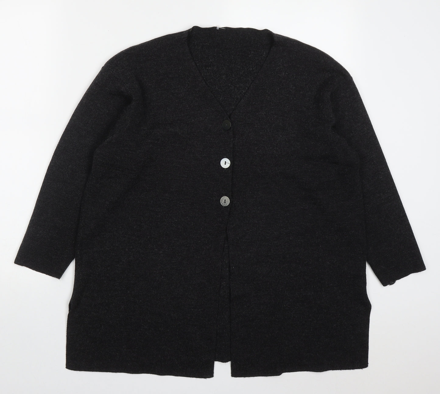 Marks and Spencer Womens Grey V-Neck  Wool Cardigan Jumper Size 14