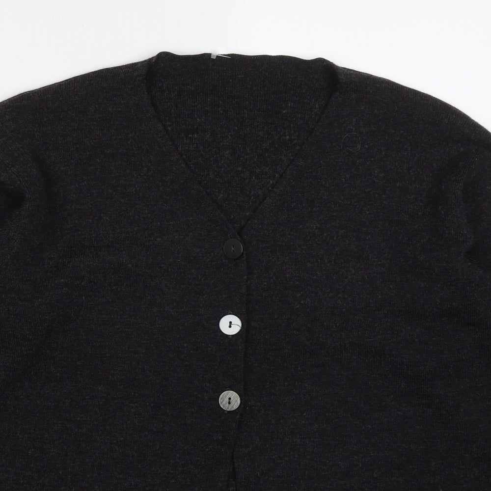 Marks and Spencer Womens Grey V-Neck  Wool Cardigan Jumper Size 14