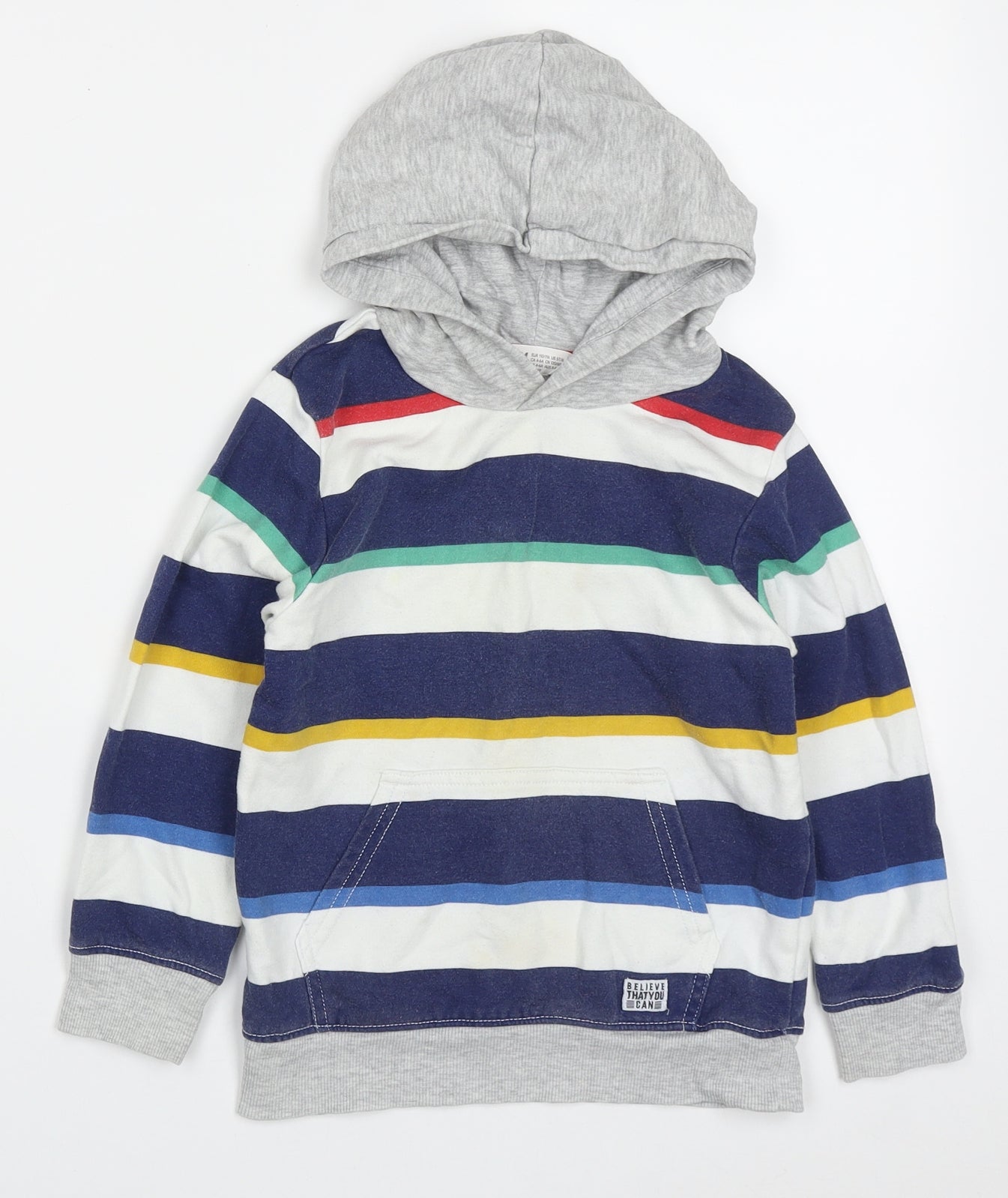 H&M Boys Multicoloured Striped Cotton Pullover Hoodie Size 4-5 Years  Pullover