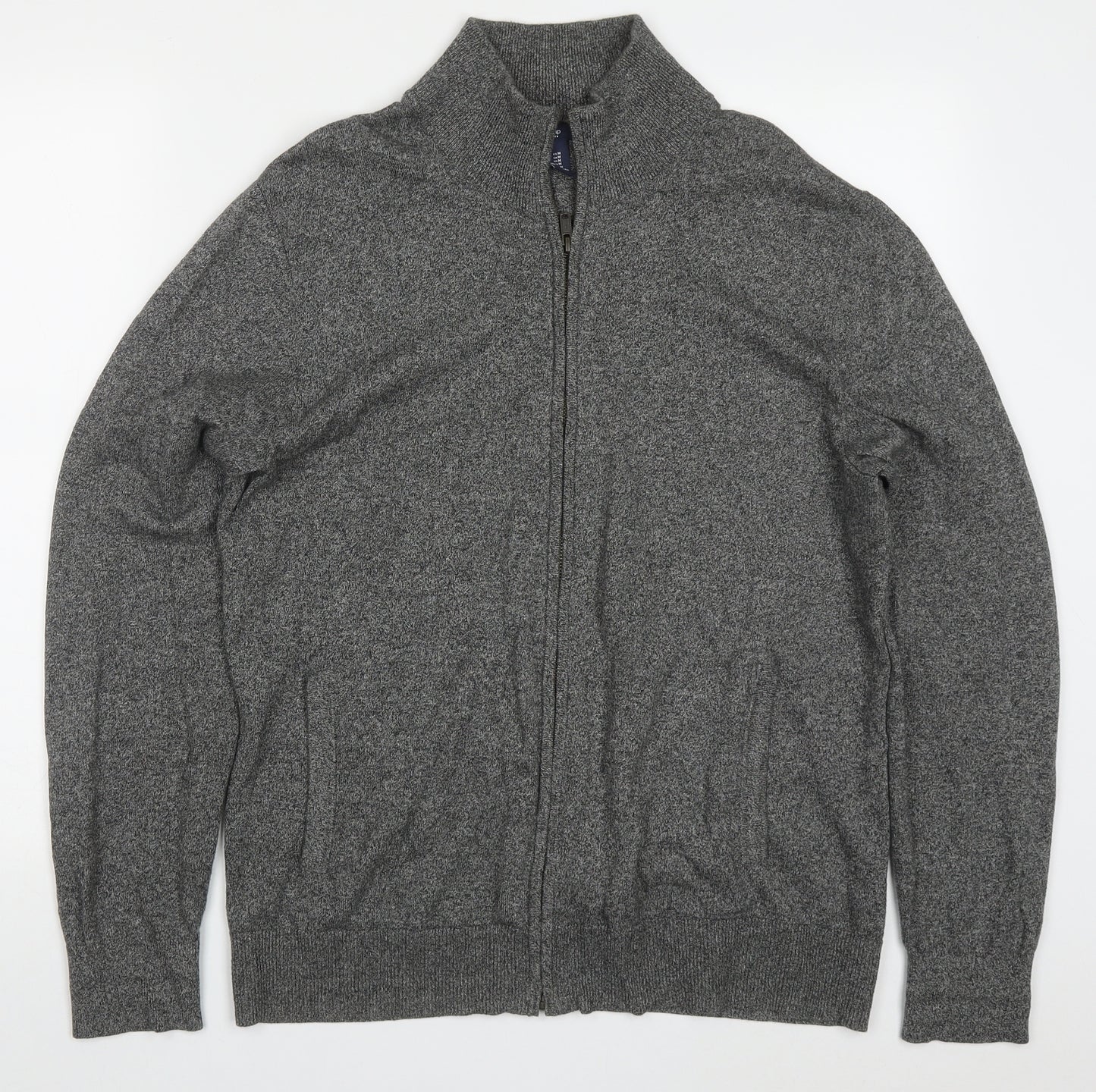 Gap Mens Grey Round Neck  Cotton Full Zip Jumper Size M