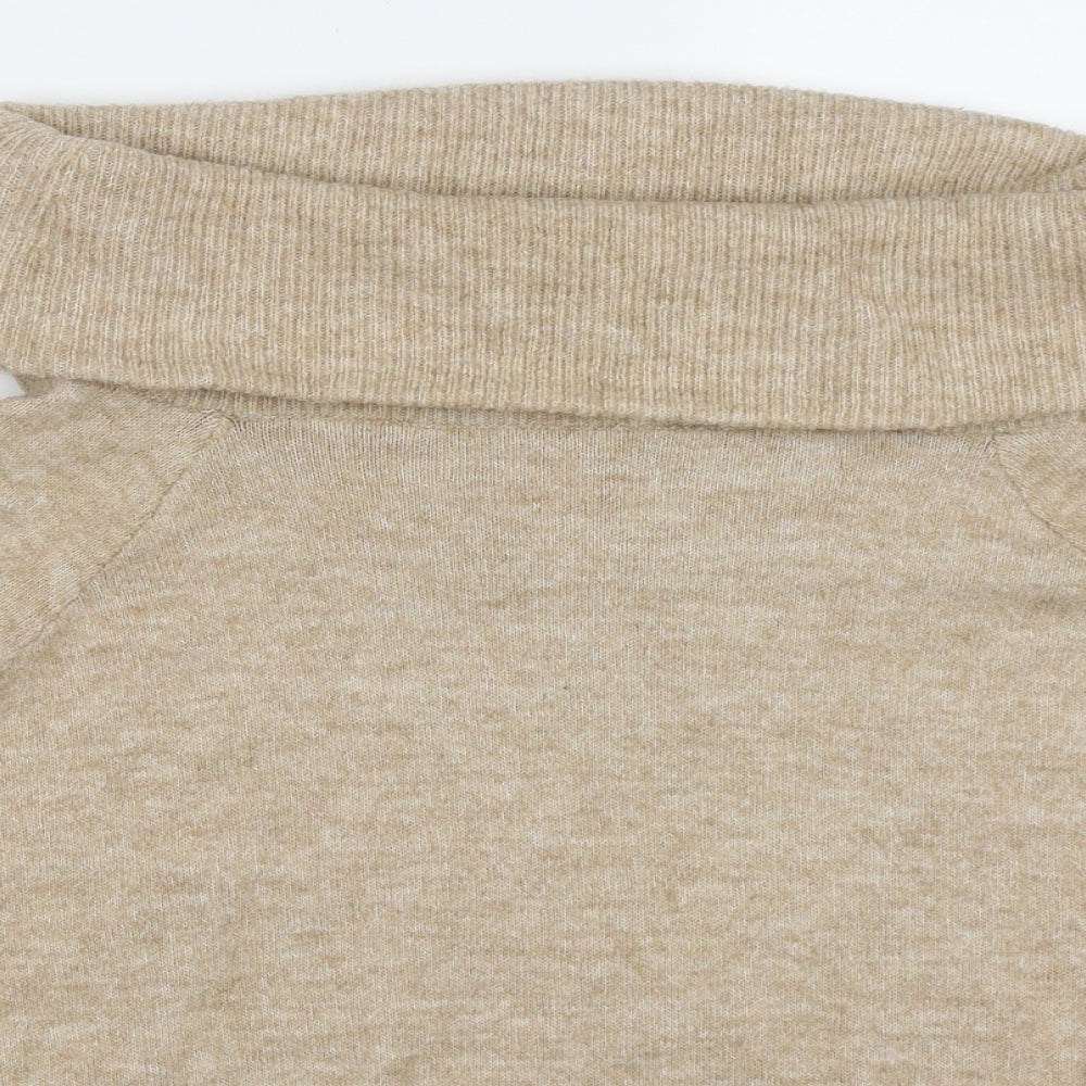 H&M Womens Beige Roll Neck  Polyester Pullover Jumper Size L