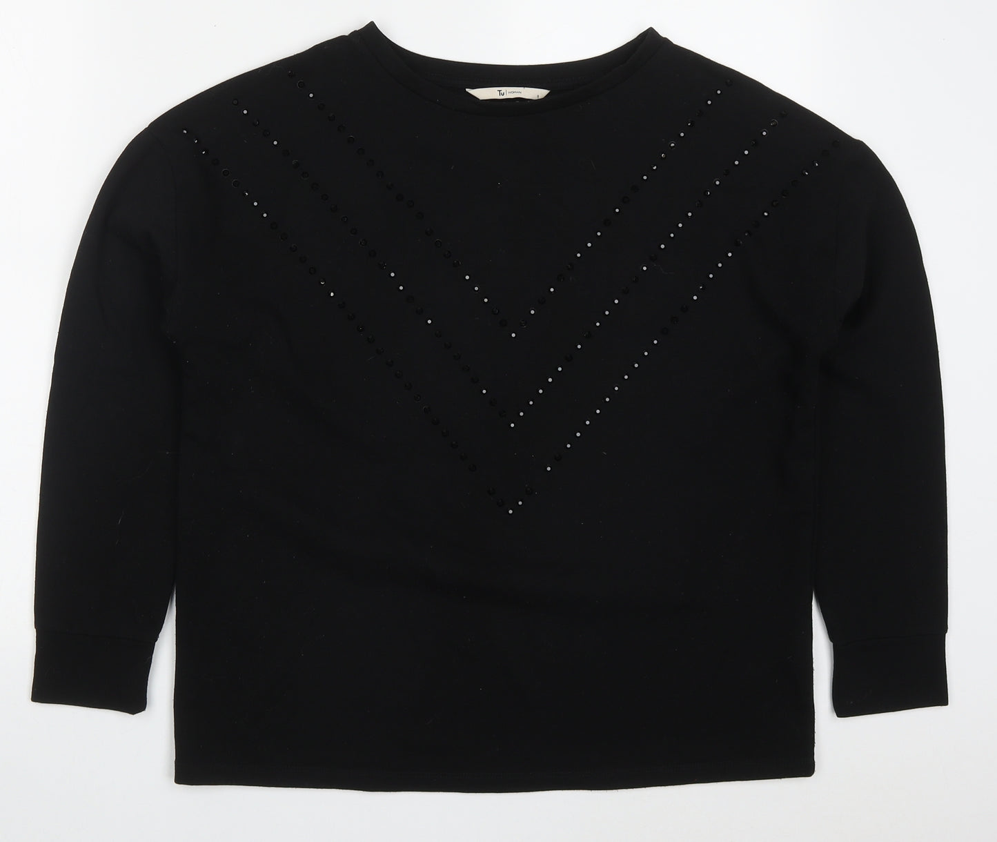 TU Womens Black Chevron Polyester Pullover Sweatshirt Size 8  Pullover