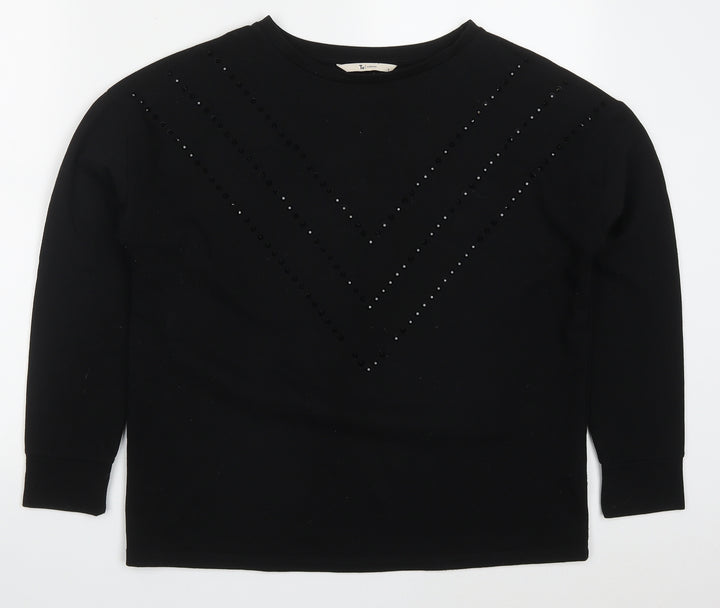 TU Womens Black Chevron Polyester Pullover Sweatshirt Size 8  Pullover