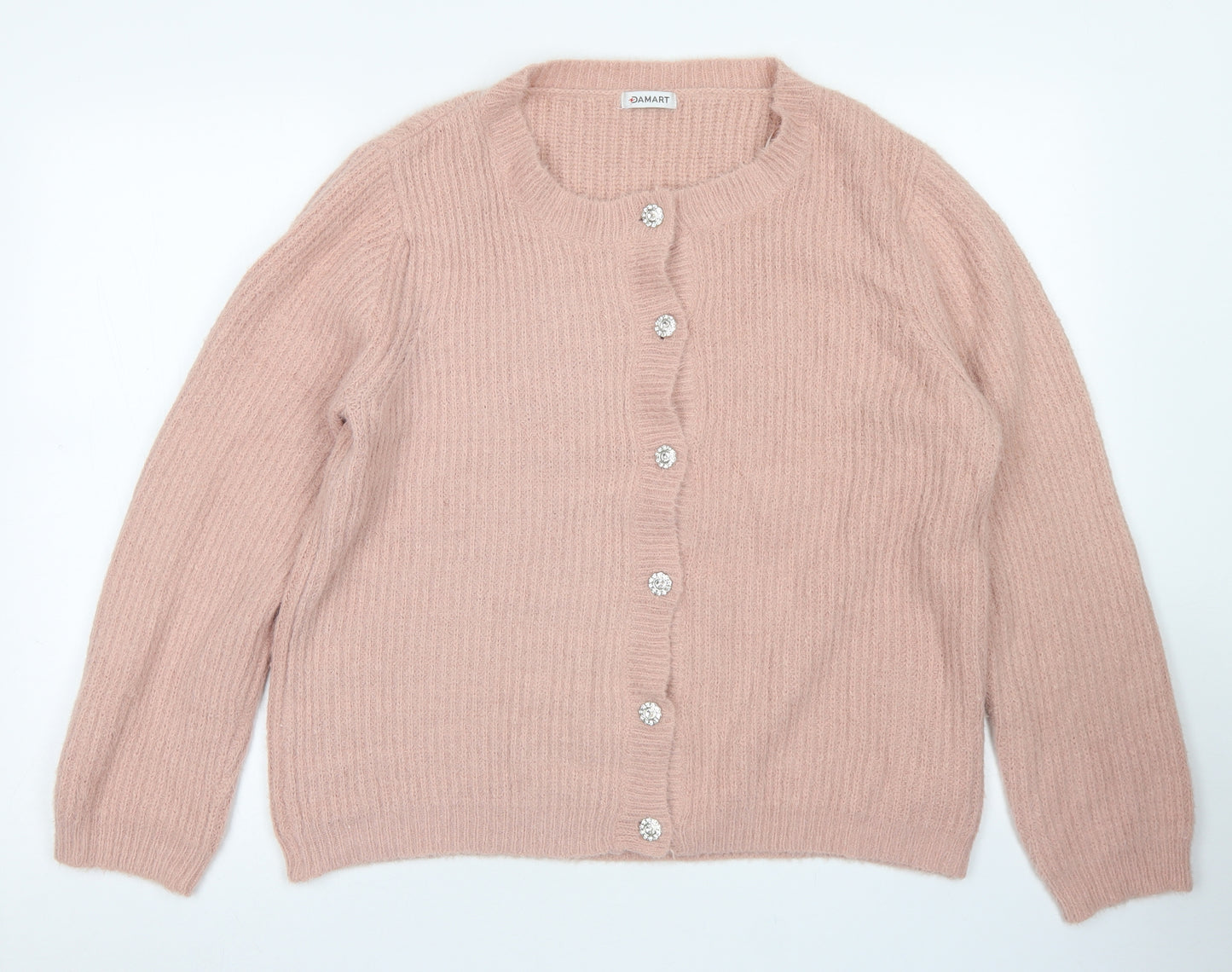 Damart Womens Pink Round Neck  Polyester Cardigan Jumper Size 18