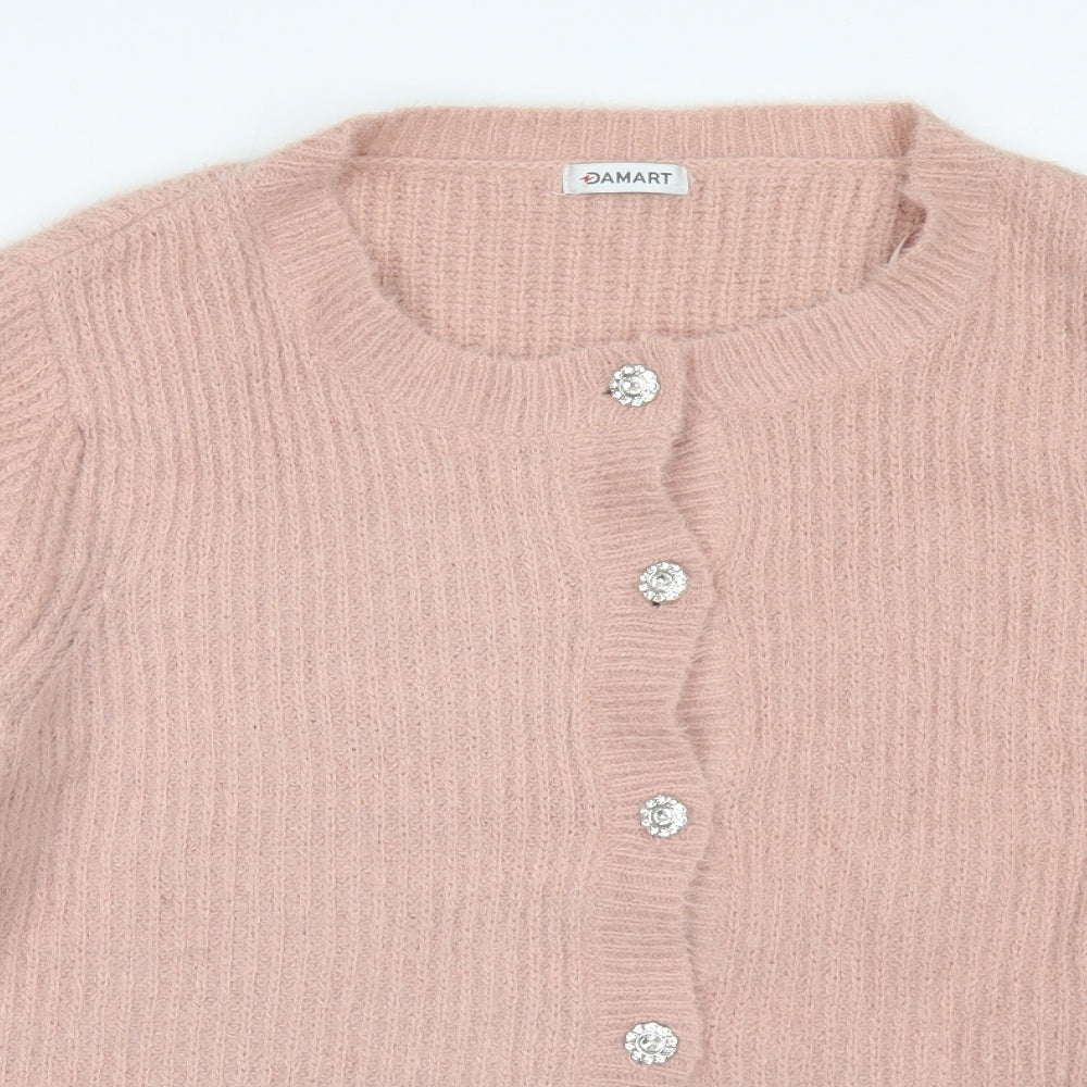 Damart Womens Pink Round Neck  Polyester Cardigan Jumper Size 18