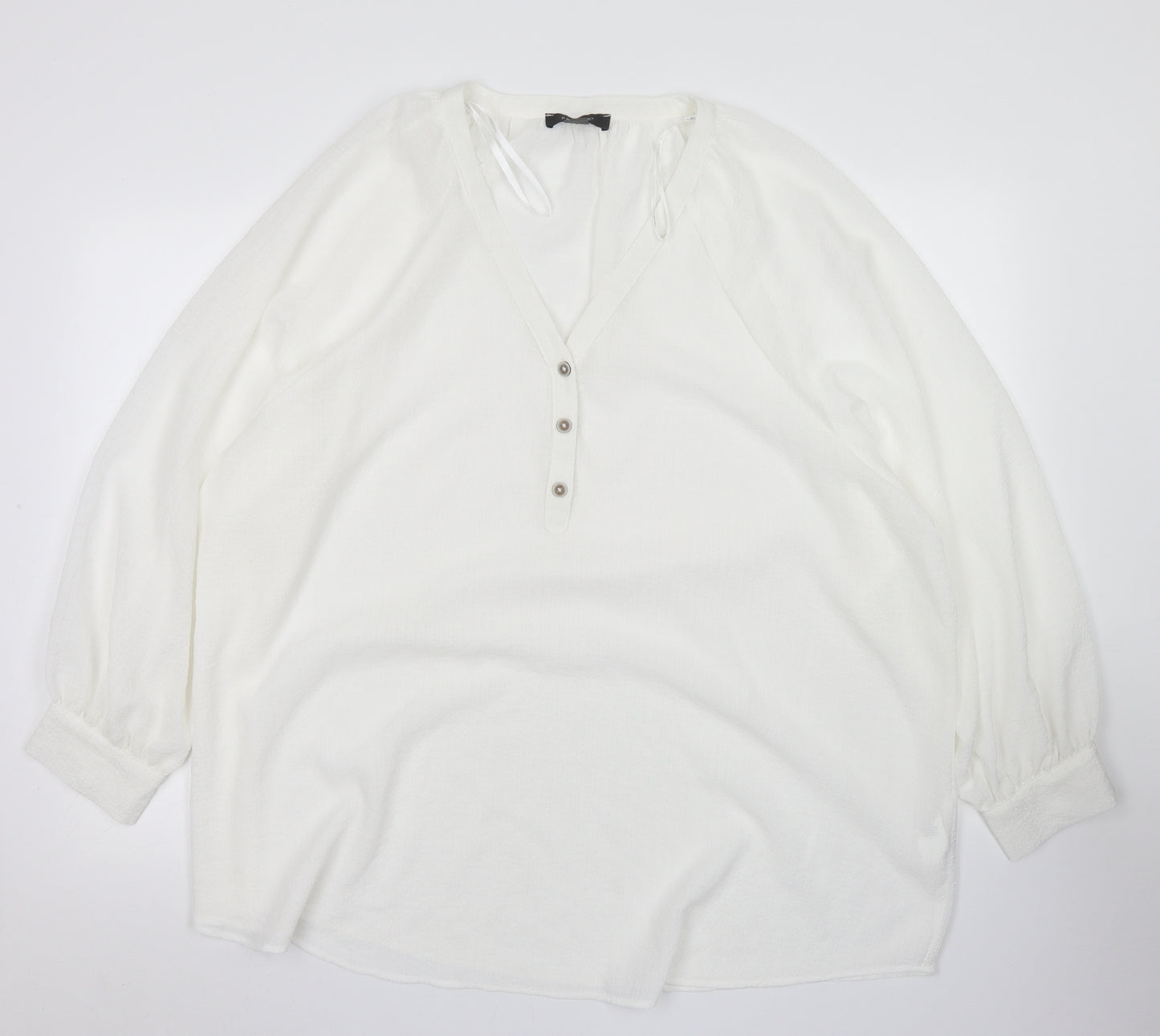 Primark Womens White  Polyester Basic Blouse Size 20 Round Neck