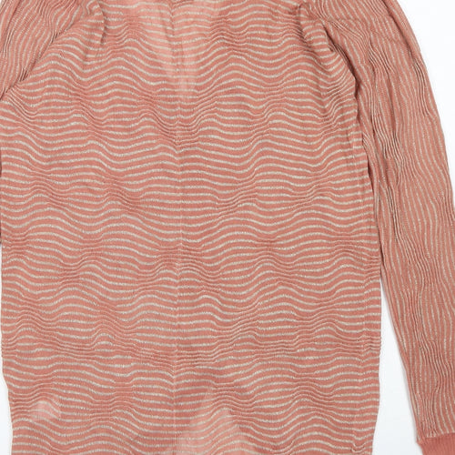H by Halston Womens Pink V-Neck Striped Viscose Cardigan Jumper Size XS