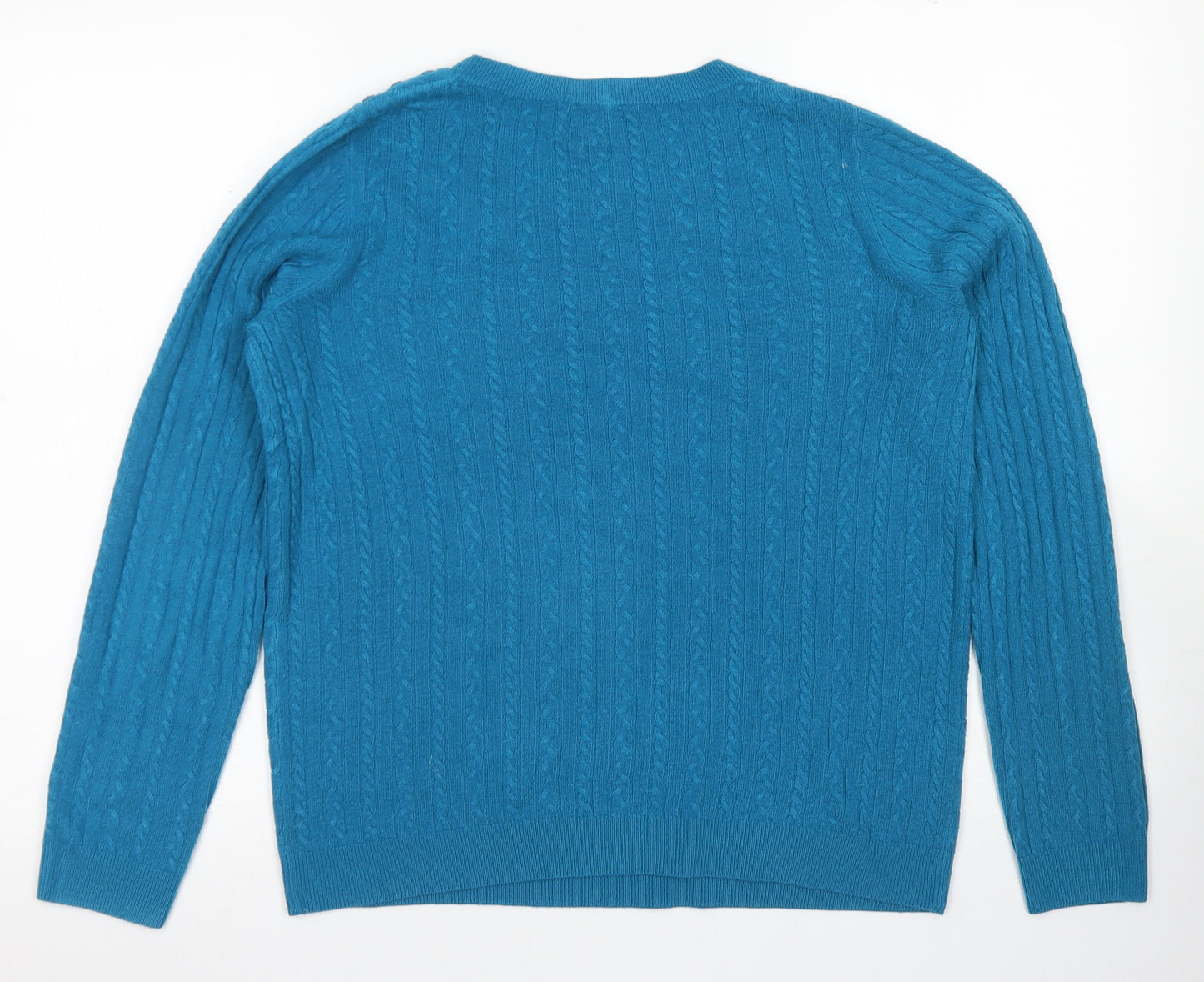 TU Womens Blue Crew Neck  Acrylic Pullover Jumper Size 12