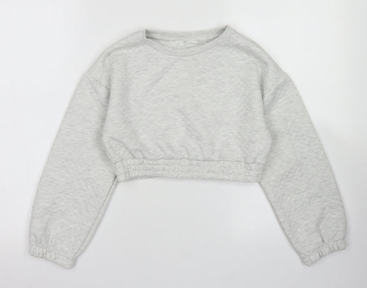 Candy Couture Girls Grey  Polyester Pullover Sweatshirt Size 9 Years   - Cropepd