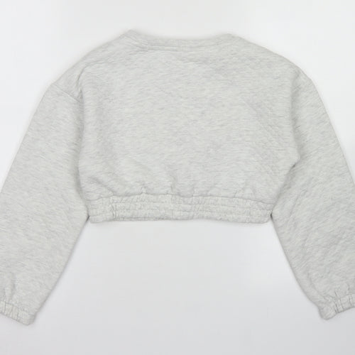 Candy Couture Girls Grey  Polyester Pullover Sweatshirt Size 9 Years   - Cropepd