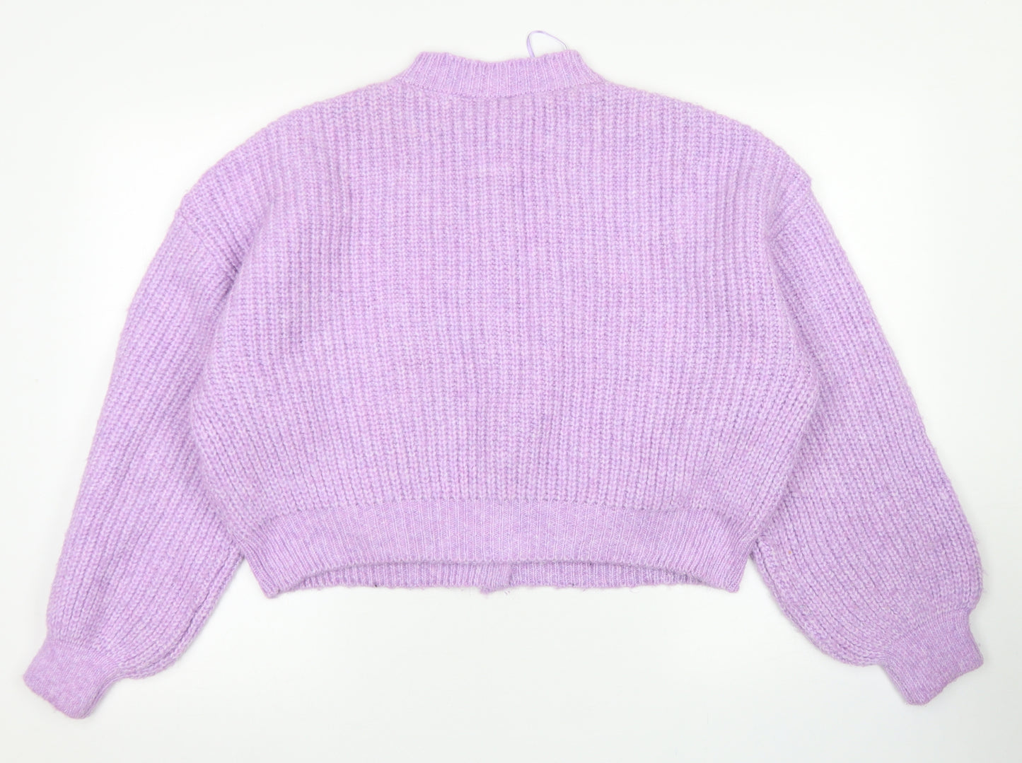 George Womens Purple Crew Neck  Acrylic Cardigan Jumper Size M