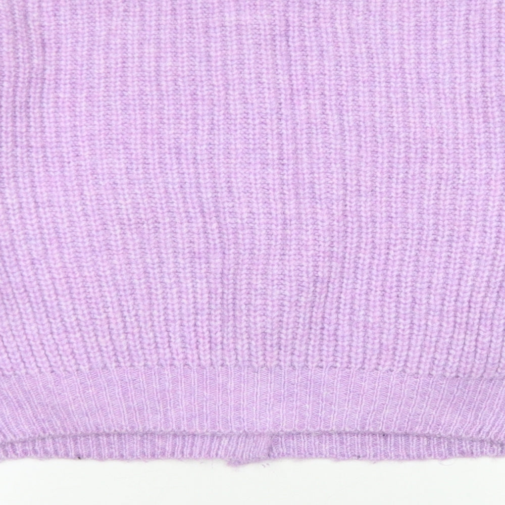 George Womens Purple Crew Neck  Acrylic Cardigan Jumper Size M