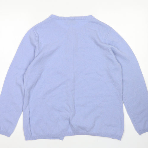 Damart Womens Blue Crew Neck  Cashmere Cardigan Jumper Size 18