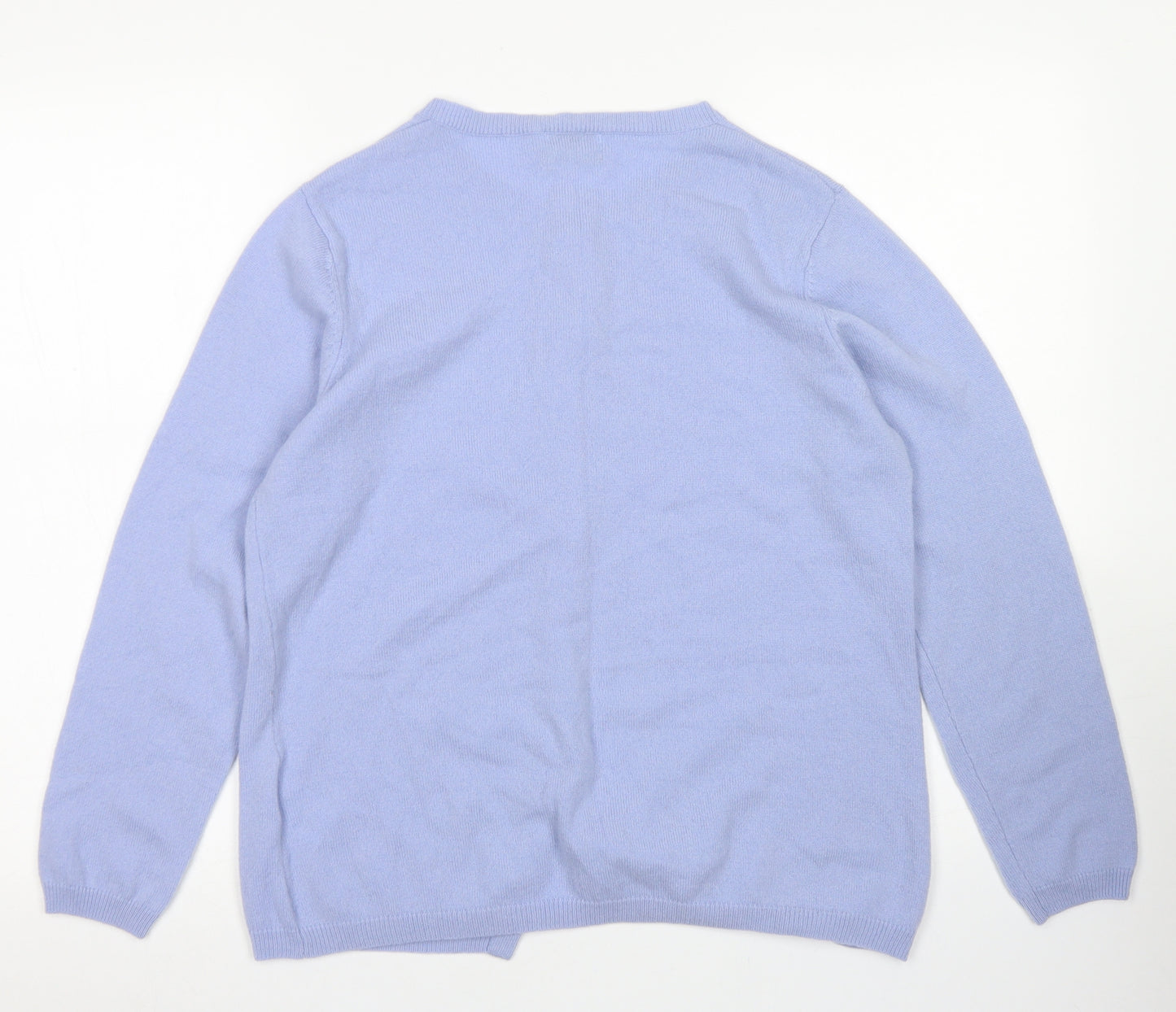 Damart Womens Blue Crew Neck  Cashmere Cardigan Jumper Size 18
