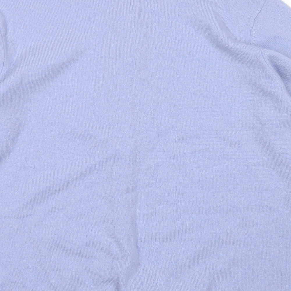 Damart Womens Blue Crew Neck  Cashmere Cardigan Jumper Size 18