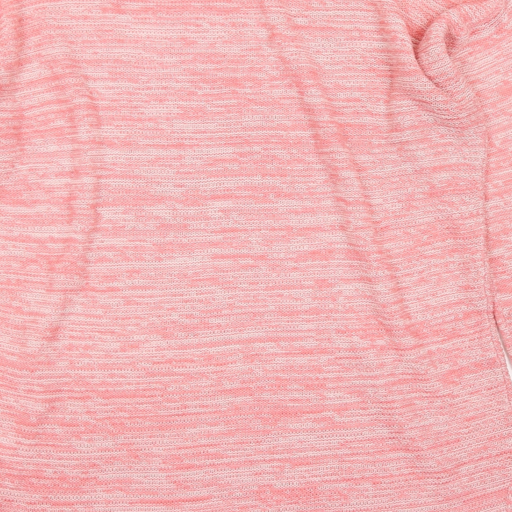 Peacocks Womens Pink Round Neck Striped Acrylic Pullover Jumper Size M