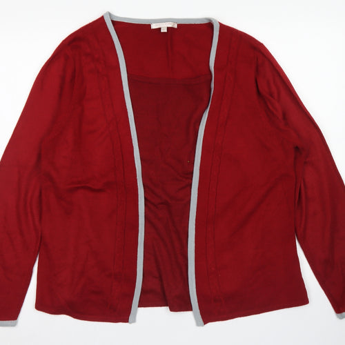 Anna Rose Womens Red Round Neck  Acrylic Pullover Jumper Size XL   - Cardigan and top all in one