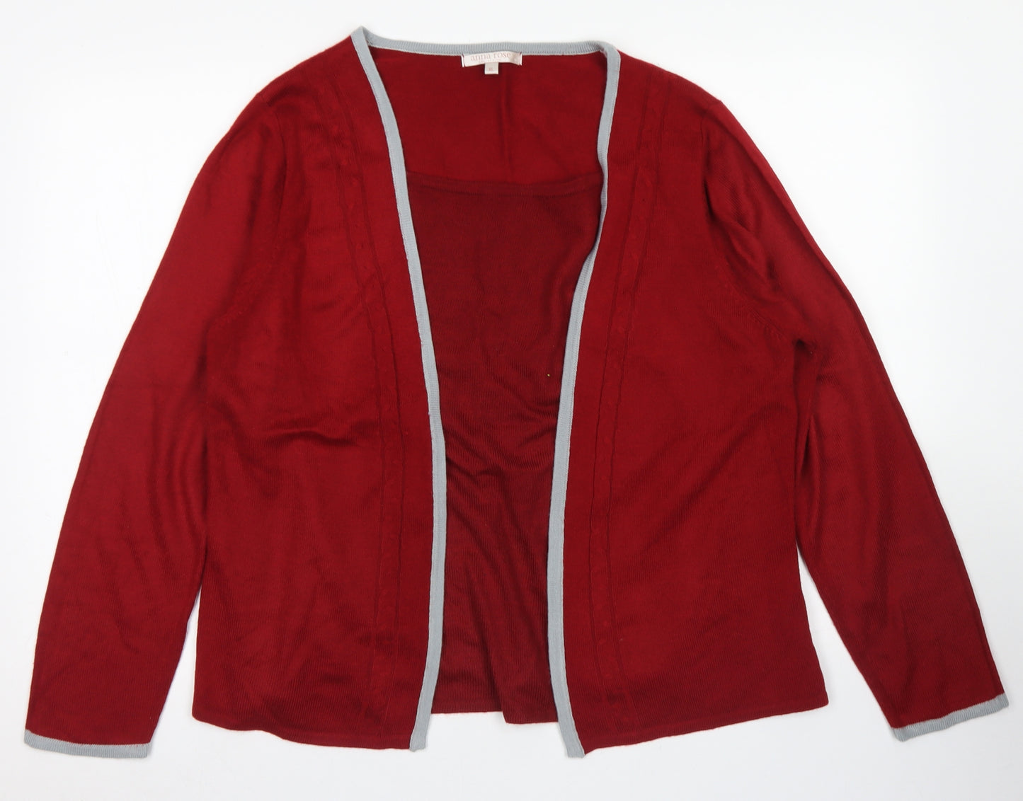 Anna Rose Womens Red Round Neck  Acrylic Pullover Jumper Size XL   - Cardigan and top all in one