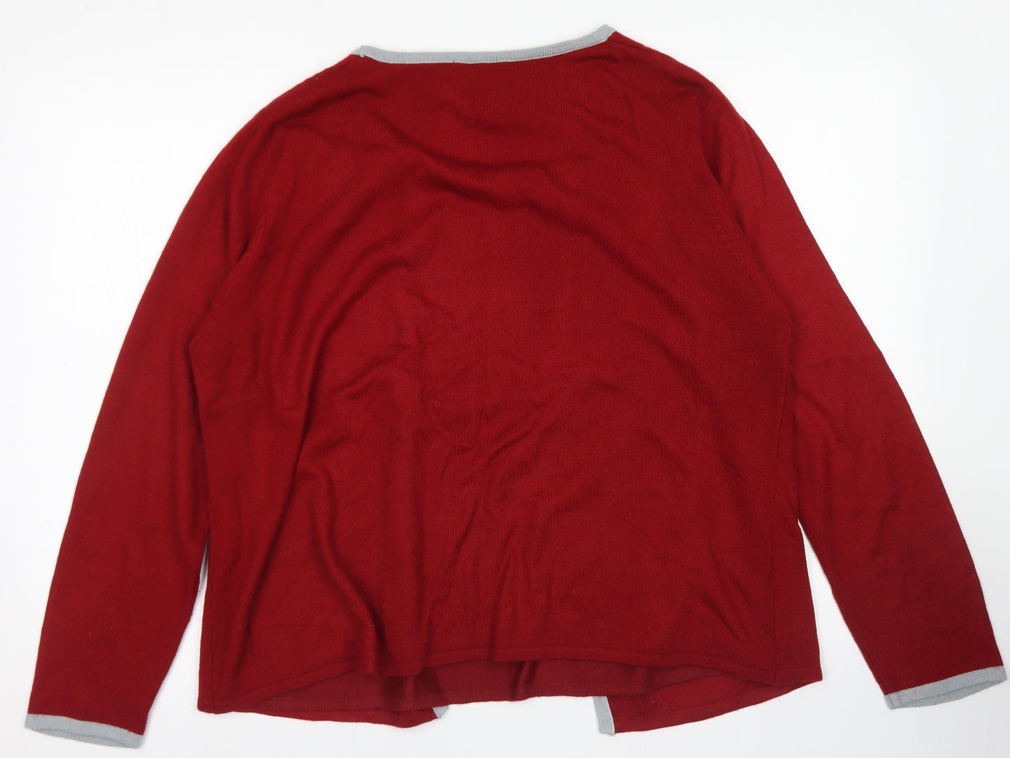 Anna Rose Womens Red Round Neck  Acrylic Pullover Jumper Size XL   - Cardigan and top all in one
