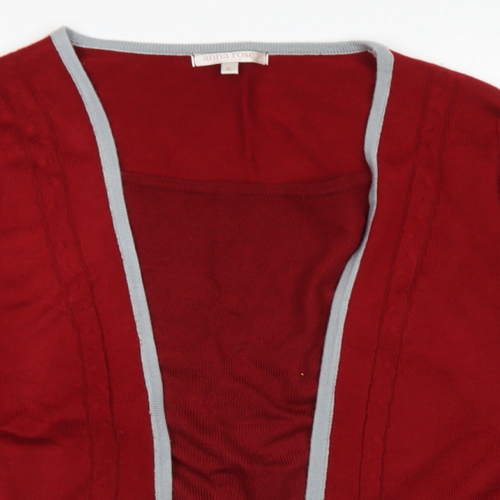 Anna Rose Womens Red Round Neck  Acrylic Pullover Jumper Size XL   - Cardigan and top all in one
