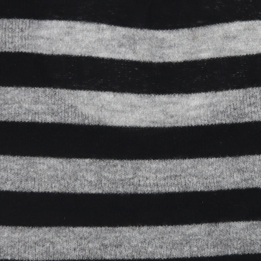 Smoove Womens Black Scoop Neck Striped Viscose Pullover Jumper Size M