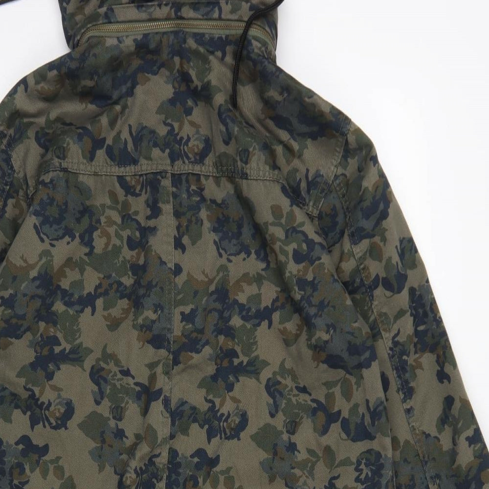 Simply Be Womens Green Floral  Parka Coat Size 14  Zip