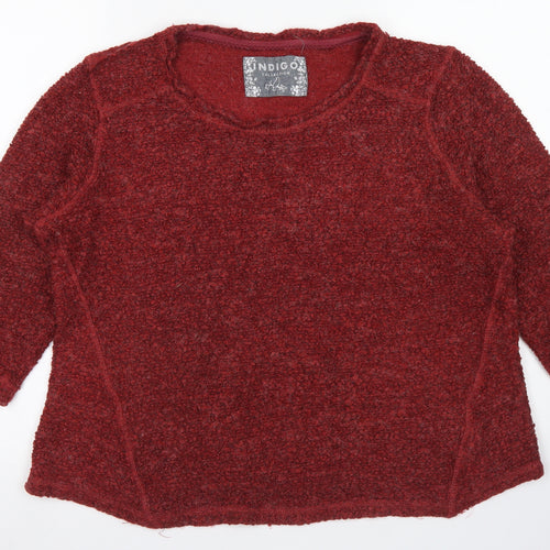 Indigo Collection Womens Purple Round Neck  Acrylic Pullover Jumper Size 18