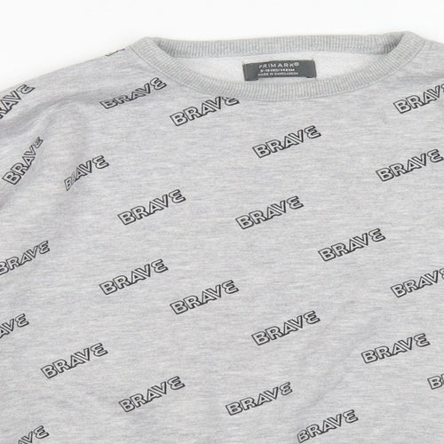 Primark Girls Grey Spotted Cotton Pullover Sweatshirt Size 9-10 Years   - Cropped